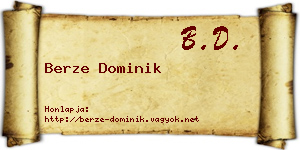 Berze Dominik névjegykártya